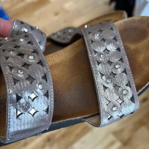 Naot Silver Brown Sandals with Rhinestone Straps